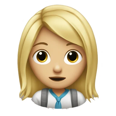 Blonde girl crying over school work sticker