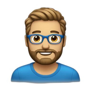 Hombre con barba y lentes azules, pelo canoso sticker