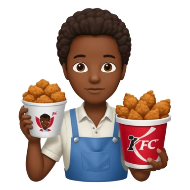 black person holding fried chicken in a KFC bucket and watermelon and cotton sticker