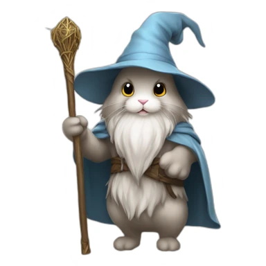 Gandalf bunny with staff, cape and hat sticker