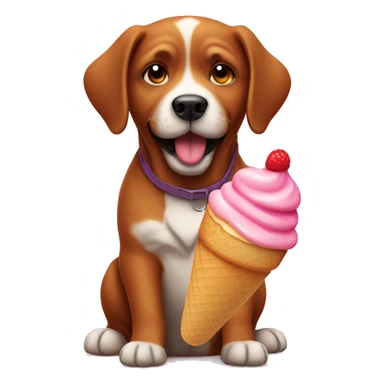 dog with icecream cute sticker