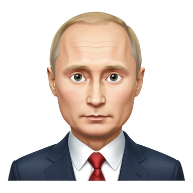 photorealistic emoji style portrait of Vladimir Putin, cool and confident look, round face, realistic details, smooth and polished, neutral background sticker
