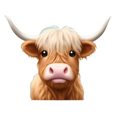 cute highland cow with pale pink nose and bow sticker