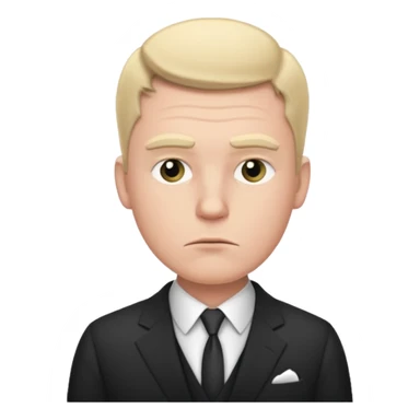 white man in formal suit in thought, in thought, one raised eyebrow sticker