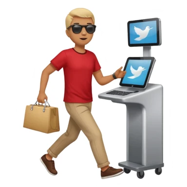 Tourist Character in Red Shirt Moving with purpose through the terminal. sticker