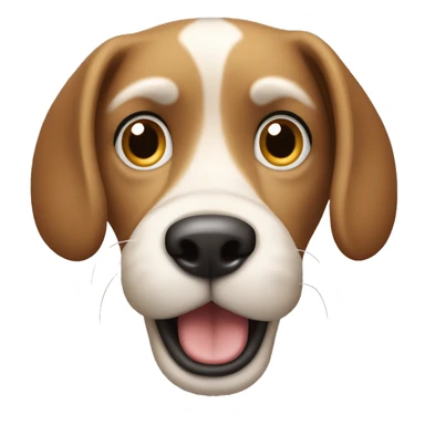 Light brown cartoon dog with long dark brown ears, big nose, rectangular white shout, round eyes, and bushy eyebrows  sticker