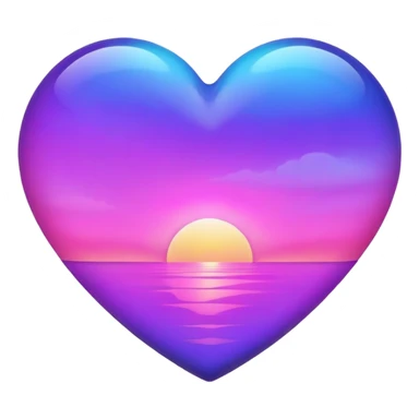 Pink heart with purple and blue sunset in heart sticker