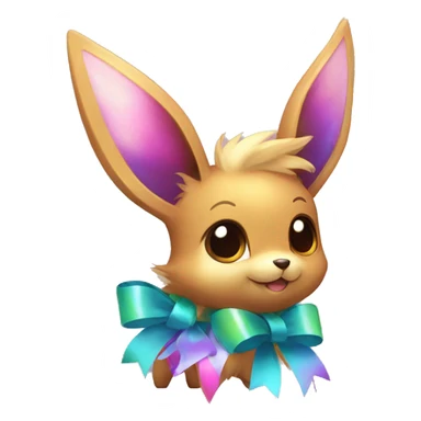 Shiny colorful Eevee with ribbons sticker