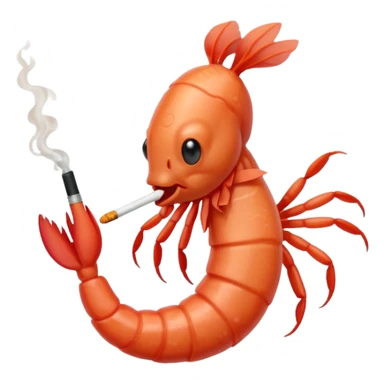 a sad shrimp smoking a cigarette  sticker