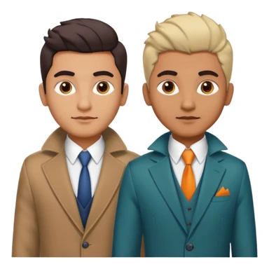 two same look brother both busnessmen indian look just gove diffrenet colour of coat and little bit variation in hairstyle sticker