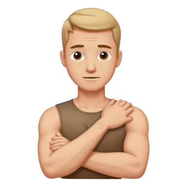 guy with arms crossed grabbing neck sticker