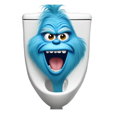Blue grinch sticking out of a toilet sticker