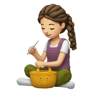 Girl crocheting sticker