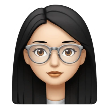 Cabelo preto liso olhos castanho cor da pele prata óculos mulher cabelos compridos sticker