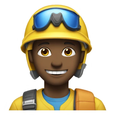 Boy with buck teeth, a blue helmet, blue eyes, a pencil in his nose, and a yellow shirt that say Jeffy sticker