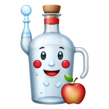 A bottle of vodka emoji in the style of Apple emoji with a handle. sticker
