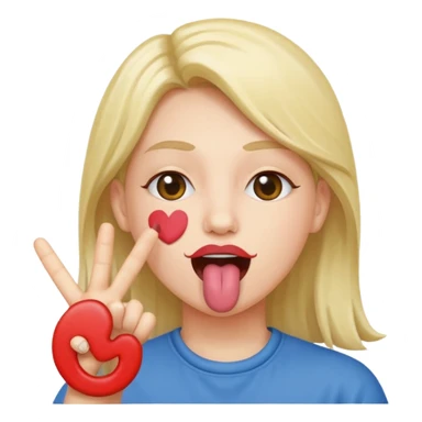 Peace sign in front of mouth with tongue sticking out  sticker