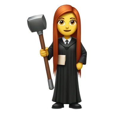 Red head long straight hair girl judge with hammer  sticker