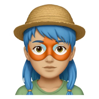 messy green full face clay mask and tourist hat blue hair  sticker