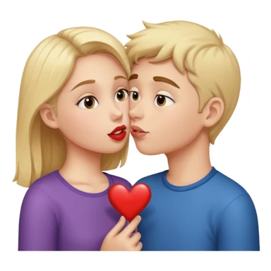 girl giving boy lots of kisses sticker