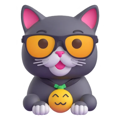 cat wearing sunglasses, 3D emoji style sticker
