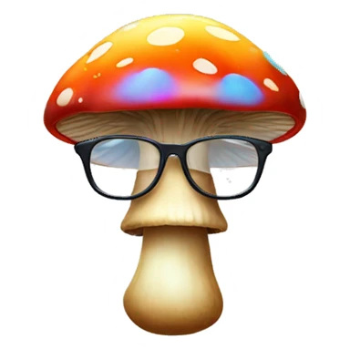 A colorful mushroom with glasses and sticker