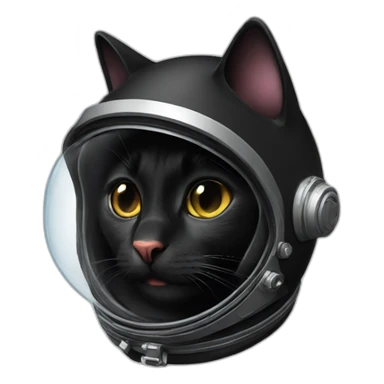 Black cat-cosmonaut kiss sticker
