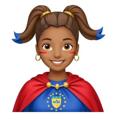 A brown skin girl with a slick ponytail and edges with a Cape Verde flag sticker