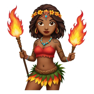 hawaiian female fire dancer with tattoos sticker