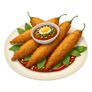 indonesian fried food with chili on a plate sticker