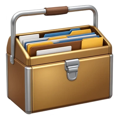 3D Brown golden toolbox filled with files sticker