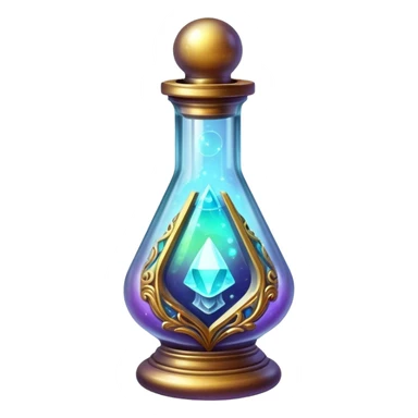 An ornate vial containing a space relic sticker