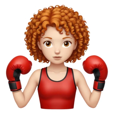 Ginger curly haired girl with boxing gloves sticker