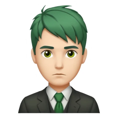 Man with Green Ponytail – dark-green tied hair, calm serious face. sticker