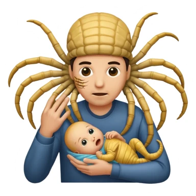 man with Baby Facehugger on his face sticker