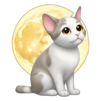 a lop-eared cat looks at the moon sticker