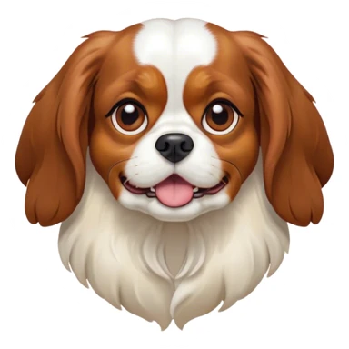 Cinematic Comical Blenheim Cavalier King Charles Spaniel Portrait Emoji, Head tilted dramatically with an exaggeratedly shocked or offended expression, short, silky Blenheim coat with bold chestnut and white patches, wide, expressive brown eyes filled with exaggerated disbelief, Simplified yet hilariously expressive features, highly detailed, glowing with a slightly sassy glow, high shine, dramatic yet playful, stylized with an air of attitude, bright and endearing, soft glowing outline, capturing the essence of a sassy and over-the-top pup, so meme-worthy it feels like it could side-eye its way into internet fame instantly! sticker