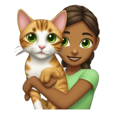 Green-eyed girl holding a green-eyed Bengal cat sticker