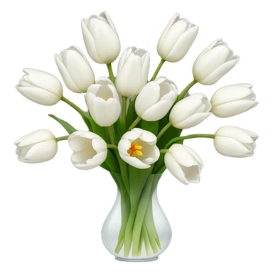 white tulip bouquet with vase sticker