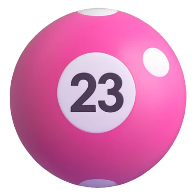 pink billiard ball with the number 23 inside a white circle sticker