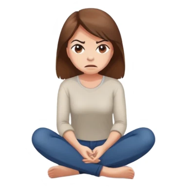 angry woman with brown hair sitting on a floor avoiding conversation sticker
