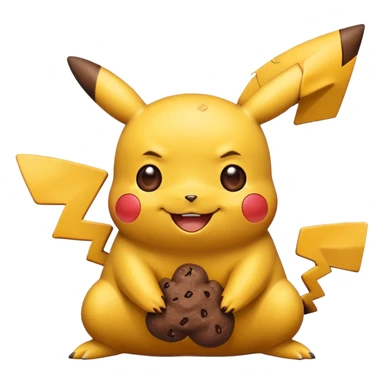 cartoon Pikachu with poop emoji sticker