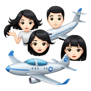 Make the plane an eyelash Two girls and 1 boy with black hair flying on a pair of eyelashes like an airplane but it’s just one big eyelashes  sticker