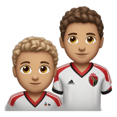 2 white brothers brown eyes and hair using flamengo soccer team uniform - one baby and one little sticker