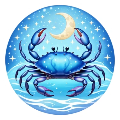Realistic light blue white iridescent Celestial cancer Crab water dreamy astrology moon stars starry sticker