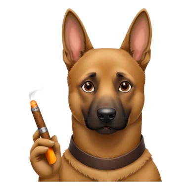 Perro belga malinois con un cigarro sticker