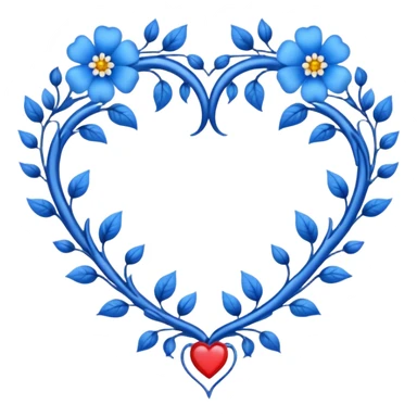 heart shape silver vine with blue flowers border sticker