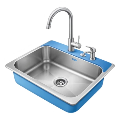 “Flat icon-style emoji of a kitchen sink and faucet, light gray and blue colors, simple clean vector look” sticker