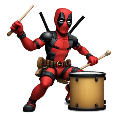 Deadpool playing drum after a bad joke sticker