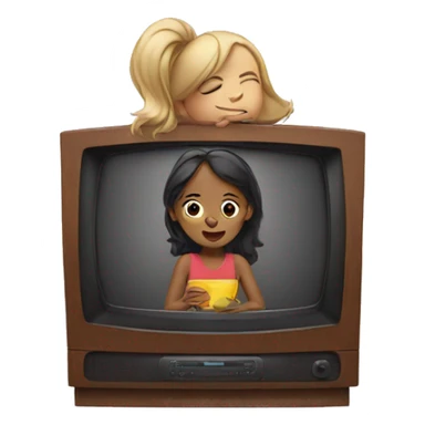 Girl watching tv sticker